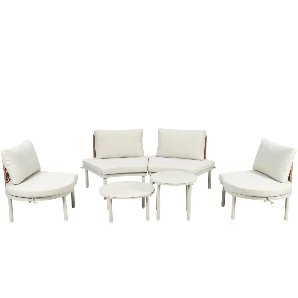 6-Piece Patio Conversation Set with 2 High-Low Coffee Tables and Beige Cushions price history on PriceWatchPro