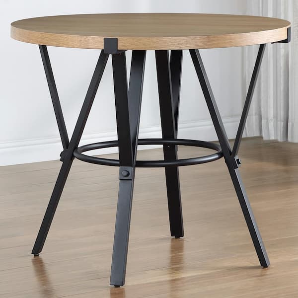 Steve Silver Magnolia Brown Wood Top with Black Frame 4 Leg Round Counter Height Dining Table