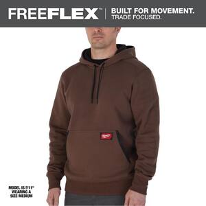 Men's 3X-Large Brown Midweight Cotton/Polyester Long-Sleeve Pullover Hoodie
