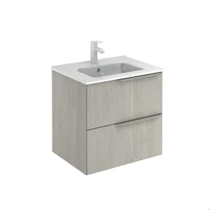 Mio 24 in. W x 18 in. D Bath Vanity Two Drawers in White Oak with Vanity Top in White with White Basin