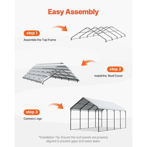 SVOPES Durable Metal Carport, 12 ft. x 20 ft. Outdoor Shelter with