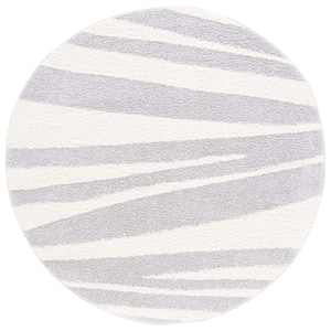 Norway Gray/Ivory 7 ft. x 7 ft. Abstract Striped Round Area Rug