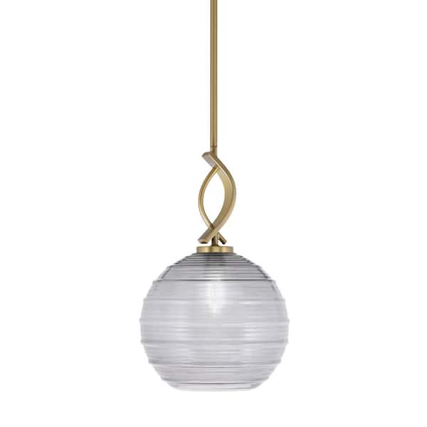 Unbranded Olympia 100 W 1-Light New Age Brass Standard Mini Pendant Light with Glass Shade