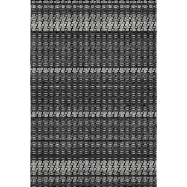 Mayfield Premium Machine Washable Abstract AMF2427 Black 10 ft. x 14 ft. Area Rug