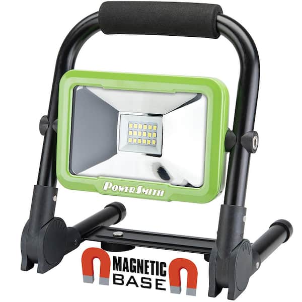PowerSmith 1200 Lumens Weatherproof Rechargeable Lithium-ion Foldable LED Work Light with Magnetic Stand and USB Charger