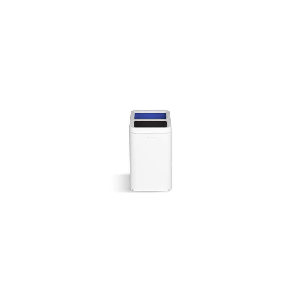 22-Liter Polished Stainless Steel and White Dual-Compartment Trash Can