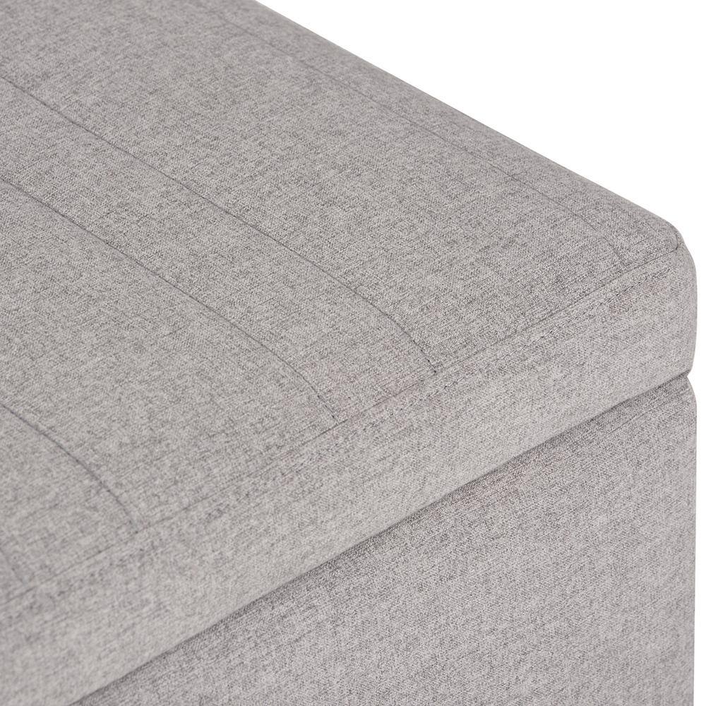 Gray Cloud Linen Rectangular Storage Ottoman with Lift-Up Lid