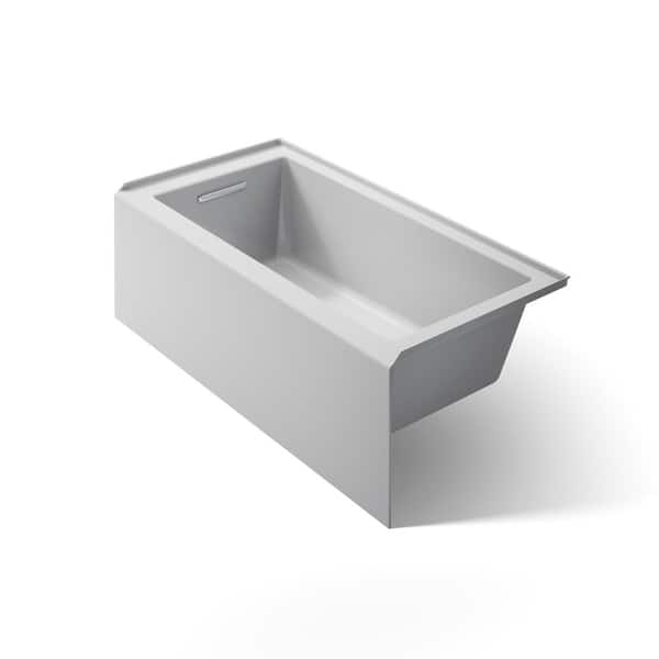 KOHLER Underscore 60 in. x 30 in. Soaking Bathtub with Left-Hand Drain in Ice Grey