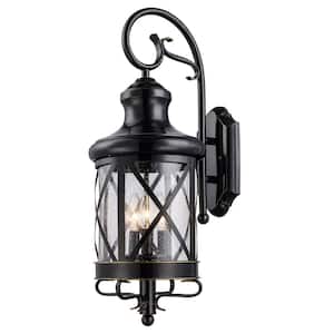 Chandler 3-Light Oil Rubbed Bronze Outdoor Wall Light Fixture with Seeded Glass