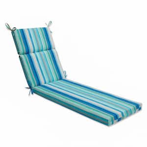 Striped 21 x 28.5 Outdoor Chaise Lounge Cushion in Blue/Tan Dina