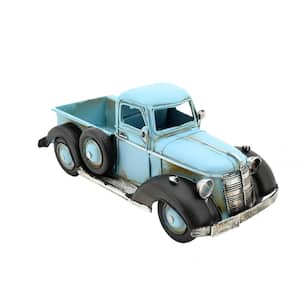 Vintage Style Iron Pickup Truck In Light Blue