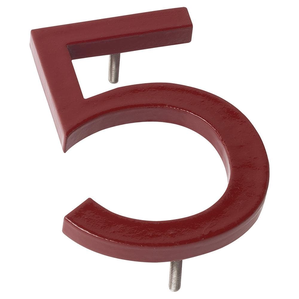 4 in. Brick Red Aluminum Floating or Flat Modern House Number 5 price history on PriceWatchPro