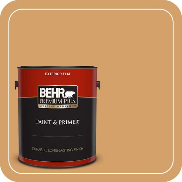 BEHR PREMIUM PLUS 1 gal. #300D-5 Desert Caravan Flat Exterior Paint & Primer