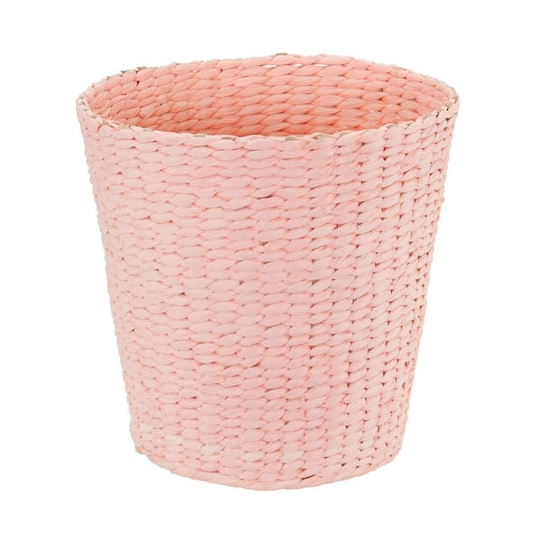 HOUSEHOLD ESSENTIALS Wicker Waste Basket in Pink Hyacinth