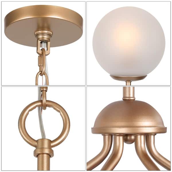 LNC Modern Deep Gold 6-Light Chandelier 27 in. Classic Globe LNC Modern Deep Gold 6-Light Chandelier 27 in. Classic Globe