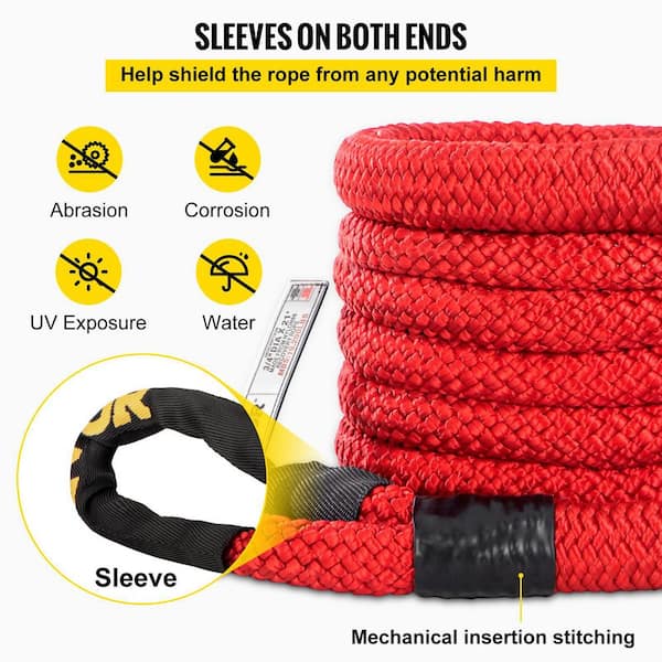 VEVOR Kinetic Recovery Rope 19,200 lbs. Tow Rope 3/4 in. x 21 ft. with  Carry Bag for Truck, Off-Road Vehicle, ATV in Red JYSBHS1920019N7S9V0 - The  Home Depot
