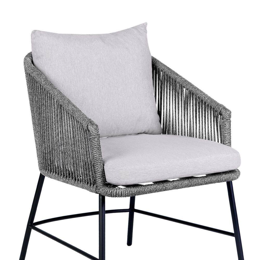 Gray Rope and Black Steel Outdoor Dining Chair with Cushions