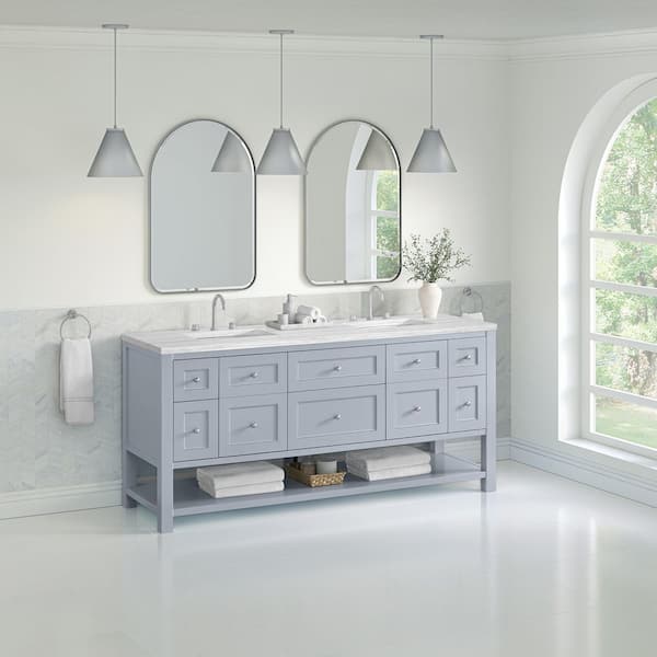 Breckenridge 72.0 in. W x 23.5 in. D x 34.25 in. H Double Bath Vanity in Serenity Blue w/ Solid Surface Arctic Fall Top