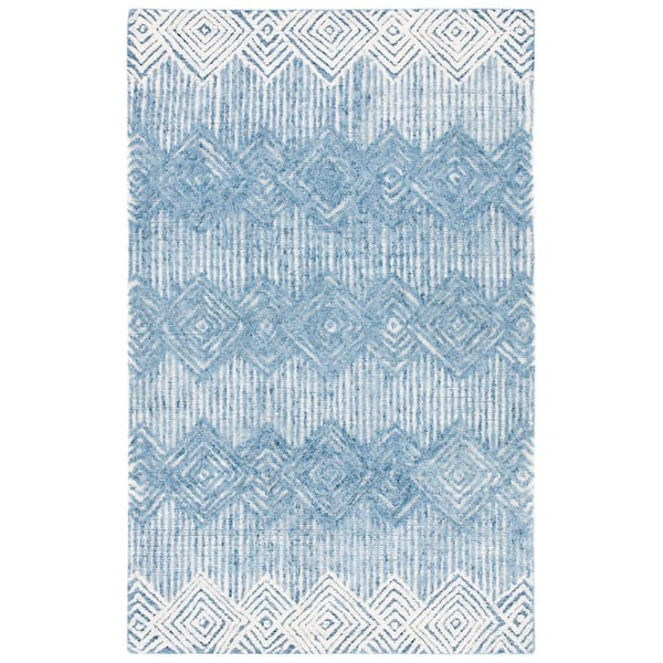 SAFAVIEH Metro Blue/Ivory Doormat 3 ft. x 5 ft. Diamond Striped Area Rug
