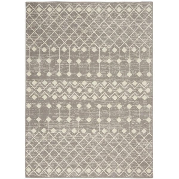 Nourison Grafix Grey 7 ft. x 10 ft. Moroccan Boho Area Rug