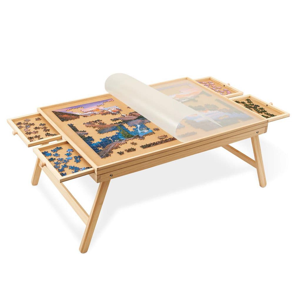 JUMBL 1000-Piece Puzzle Board with Drawers, Foldable Legs and