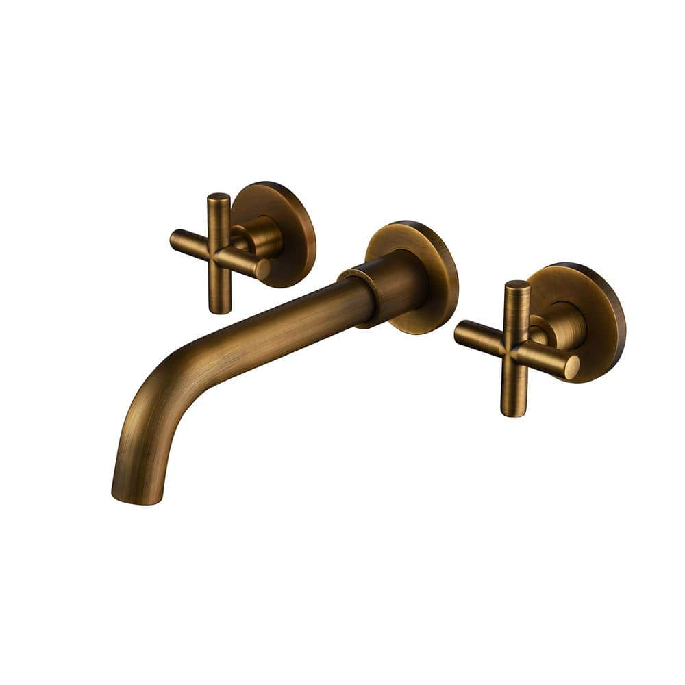 FLG Double Handle Wall Mounted Bathroom Faucet In Antique Copper DD   Antique Copper Flg Wall Mounted Faucets Dd 0015 Ac 64 1000 