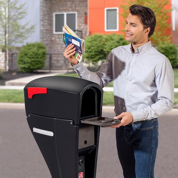 MailMaster Streamline Large Resin Overpost Mailbox and Post Combo Black Onyx