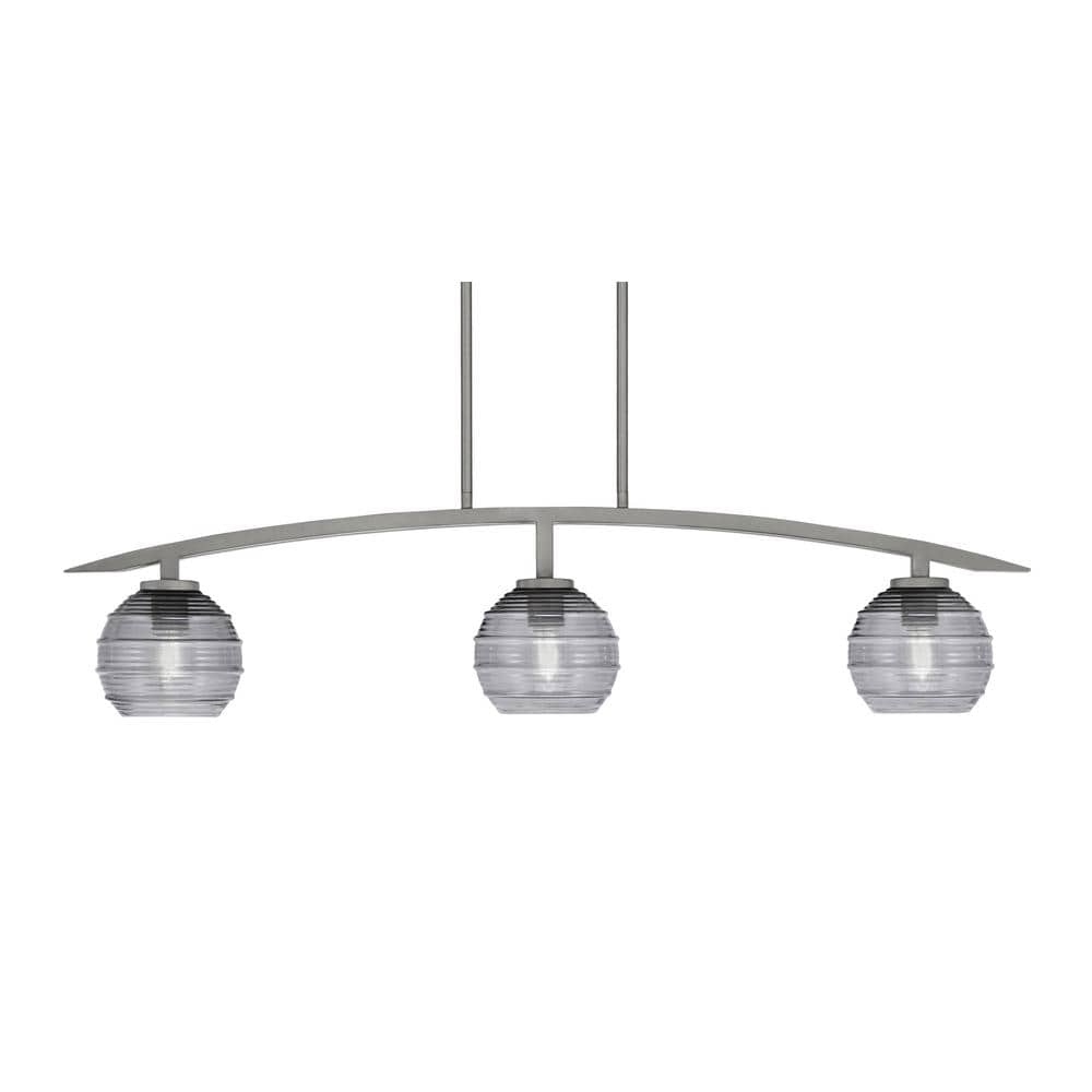 Siena 41 in. 3-Light Graphite Chandelier with 6 in. Smoke Ribbed Glass Shad
