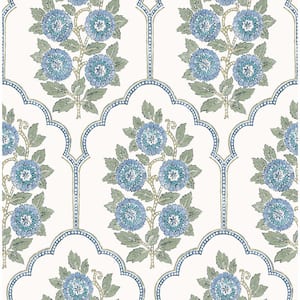 Green and Blue Floral Bazaar Peel and Stick Wallpaper Sample