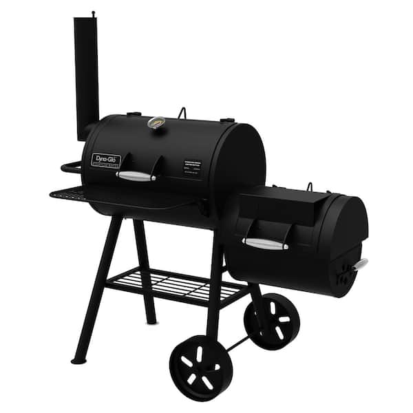 Dyna Glo Signature Heavy Duty Barrel Charcoal Grill And Offset Smoker In Black Dgss730cbo D Kt The Home Depot