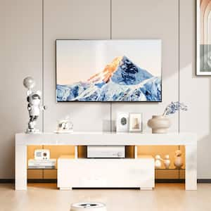 White TV Stand Fits TV's up to 40/43/50/55 in. with LED Lights