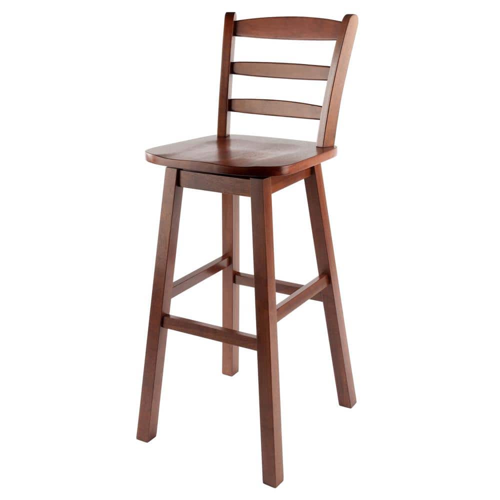Winsome Scalera 16" Walnut Swivel Ladder Back Barstool