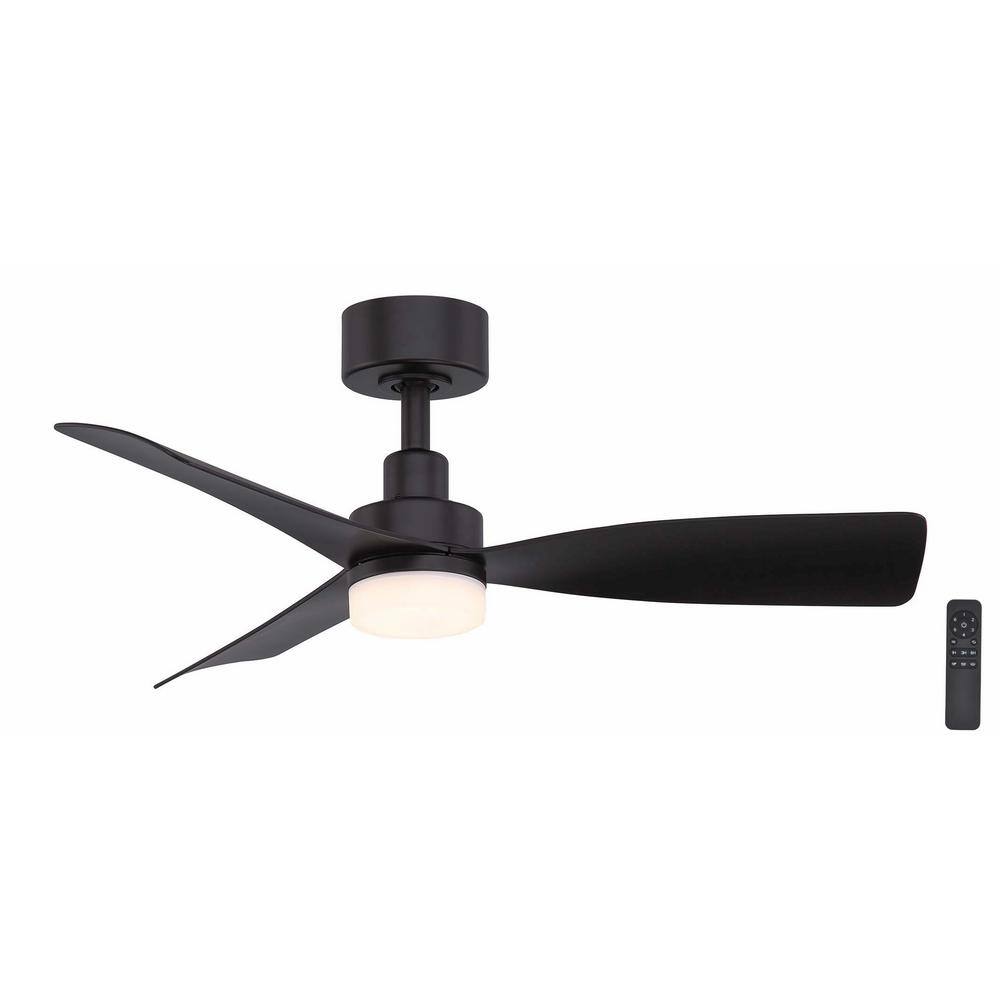 Hampton Bay Marlston 36 in. Integrated CCT LED Indoor/Outdoor Ceiling Fan Matte Black with Matte Black Blades and Remote Control