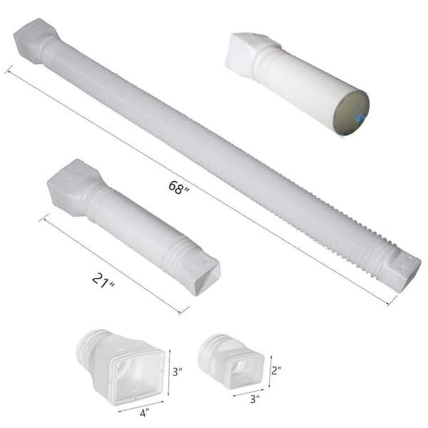 Angel Sar 21 in. to 68 in. Flexible White Plastic (PE) Rain Gutter
