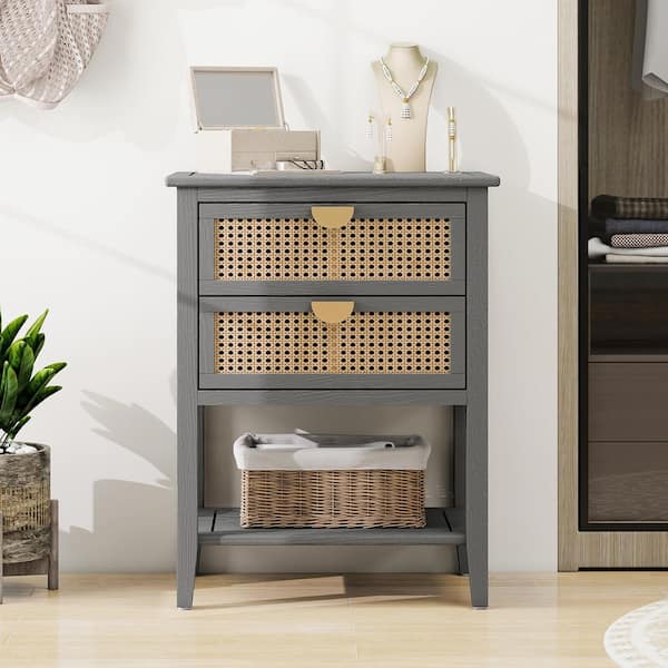 Nestfair Gray 2 Drawers 22.05 in. W Nightstand