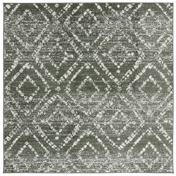 SAFAVIEH Adirondack Dark Green/Ivory 6 ft. x 6 ft. Multi-Diamonds Square Area Rug