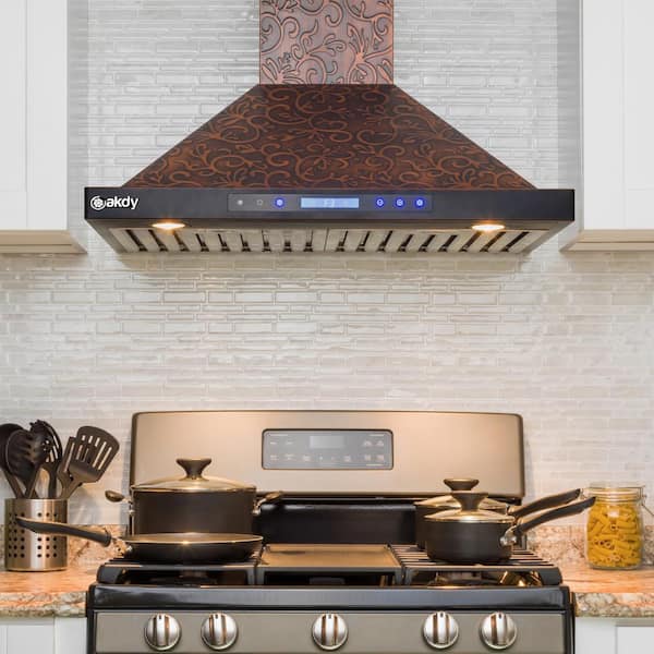 AKDY 30-in 217-CFM Convertible Black Painted Wall-Mounted Range Hood with  Charcoal Filter in the Wall-Mounted Range Hoods department at