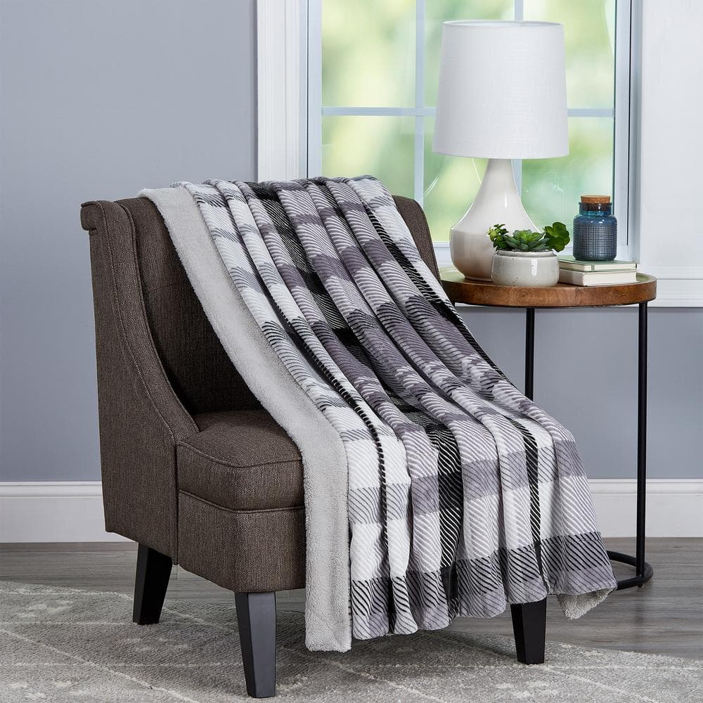 布団・毛布 New Low Low Flannel Sherpa Large Blanket phantom-lavish-home-throw-