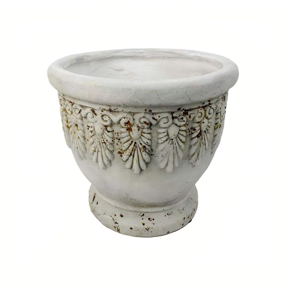 12.79 in. W x 12.99 in. H Light Grey and Rust MGO Concrete Hand-Painted Garden Urn Planter with Drainage Hole price history on PriceWatchPro