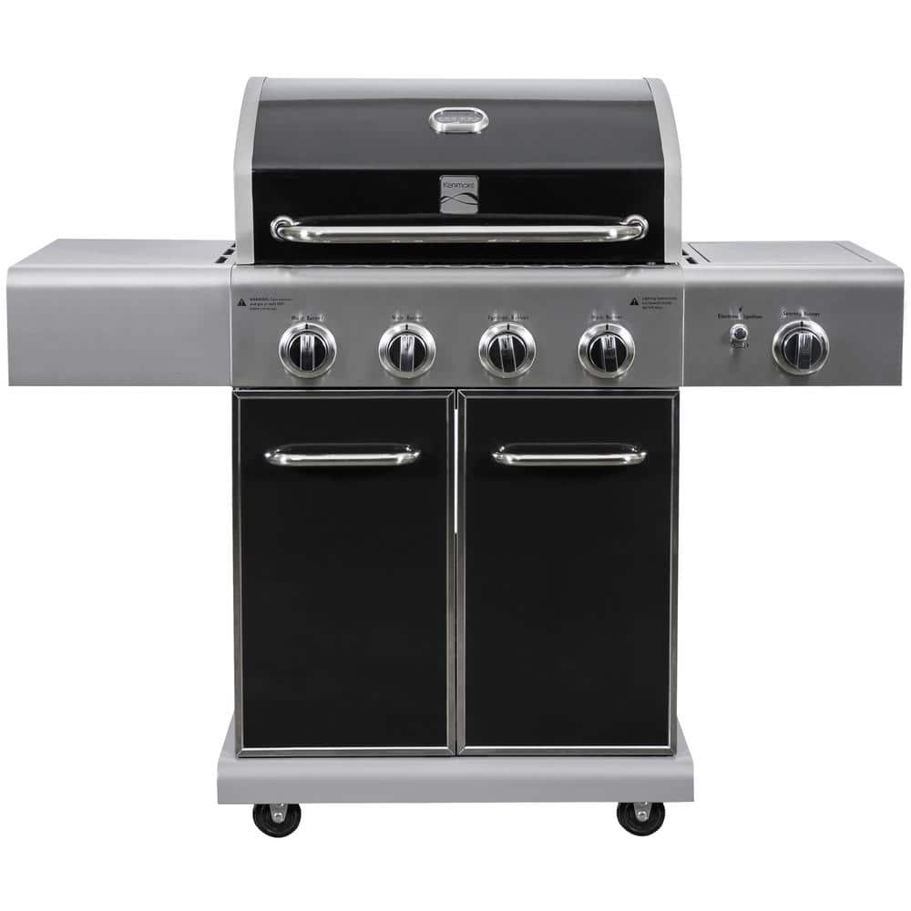 Kenmore 4 Burner Propane Gas Grill In Black With Searing Side Burner Pg 40409solb The Home Depot