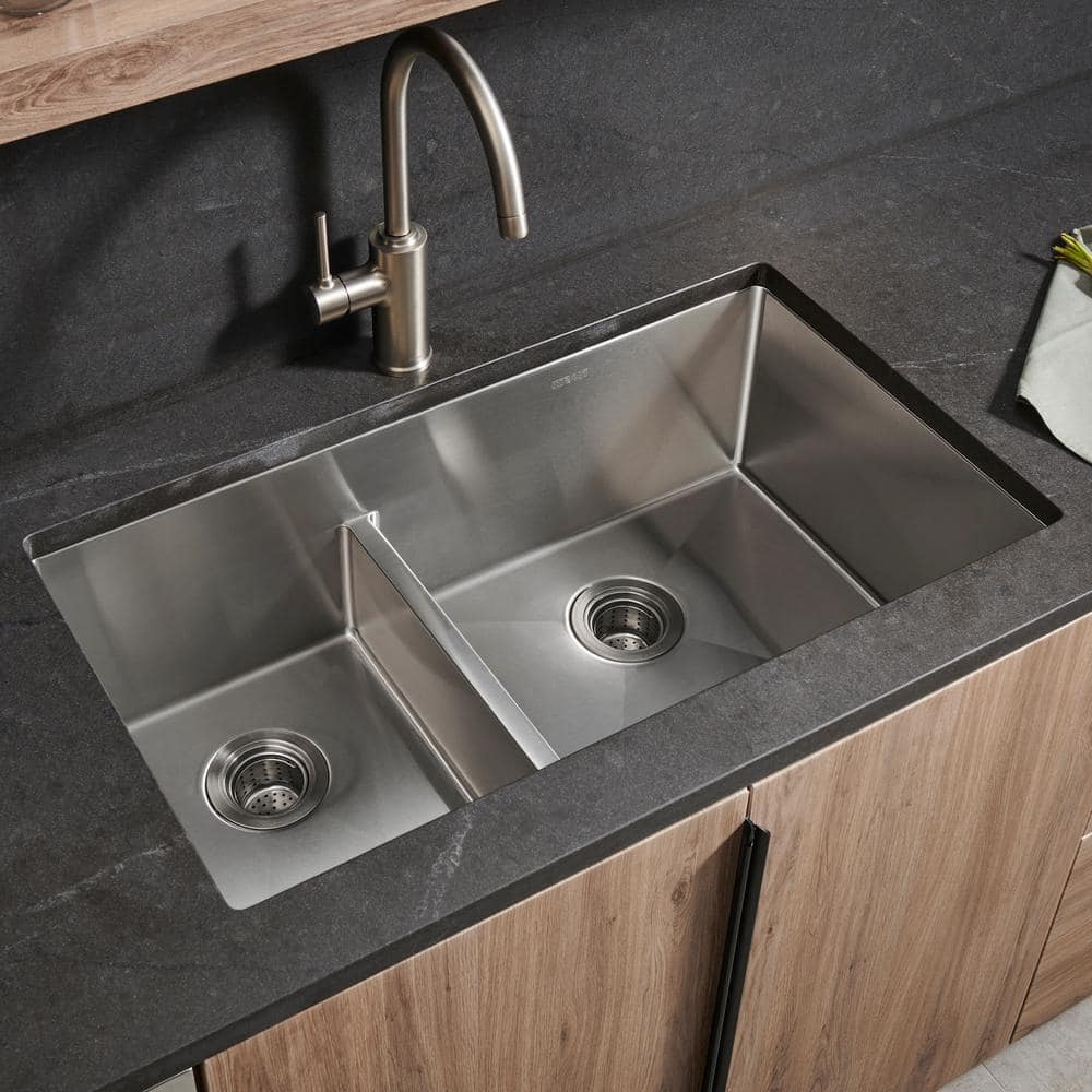 Ruvati 35-inch Stainless Steel Double Bowl Undermount Kitchen Sink