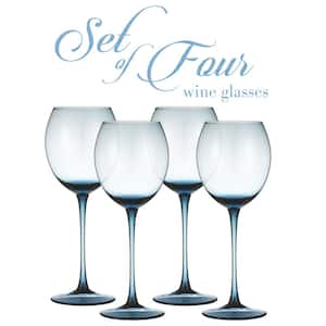 Luxurious and Elegant Sparkling 13.3 oz. Blue Colored Glassware (Set of 4)