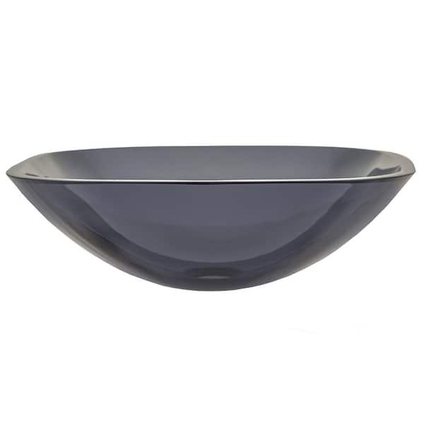 Squares Glass Vessel Sink with Rounded Corners in Onyx Black