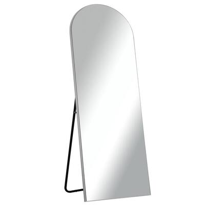 64 in. x 21 in. Modern Arched Metal Framed Silver Full Length Floor Standing Mirror