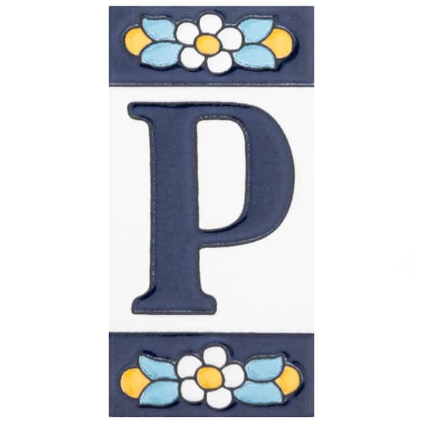 Merola Tile Sevillano Flora Address Letters P 2-1/8 in. x 4-3/8 in. Ceramic Wall Tile (0.07 sq. ft./Each)