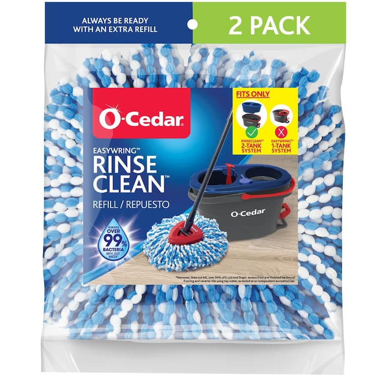 O-Cedar EasyWring RinseClean Spin Mop Microfiber Mop Head Refill (2 ...