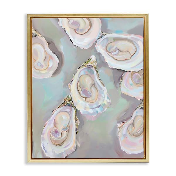 Pastel Oysters Still Life by Arlington Prints Gold Floater Frame Food Graphic Art Print 31 in. x 25 in.
