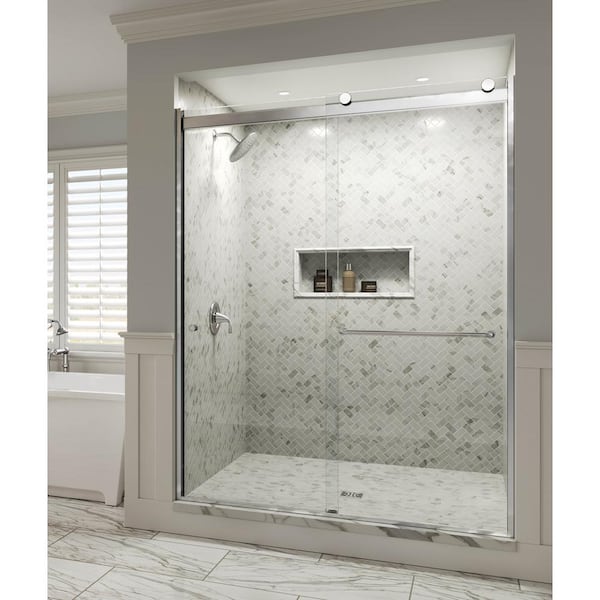 Rotolo GridGlass Semi-Frameless 3/8-inch Glass Sliding Shower Door