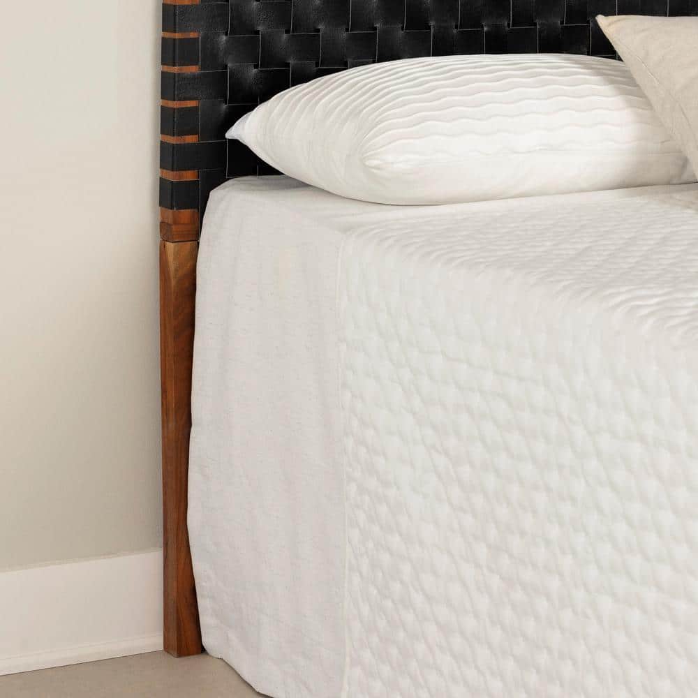 Bohemian Queen Acacia Wood and Woven Leather Headboard