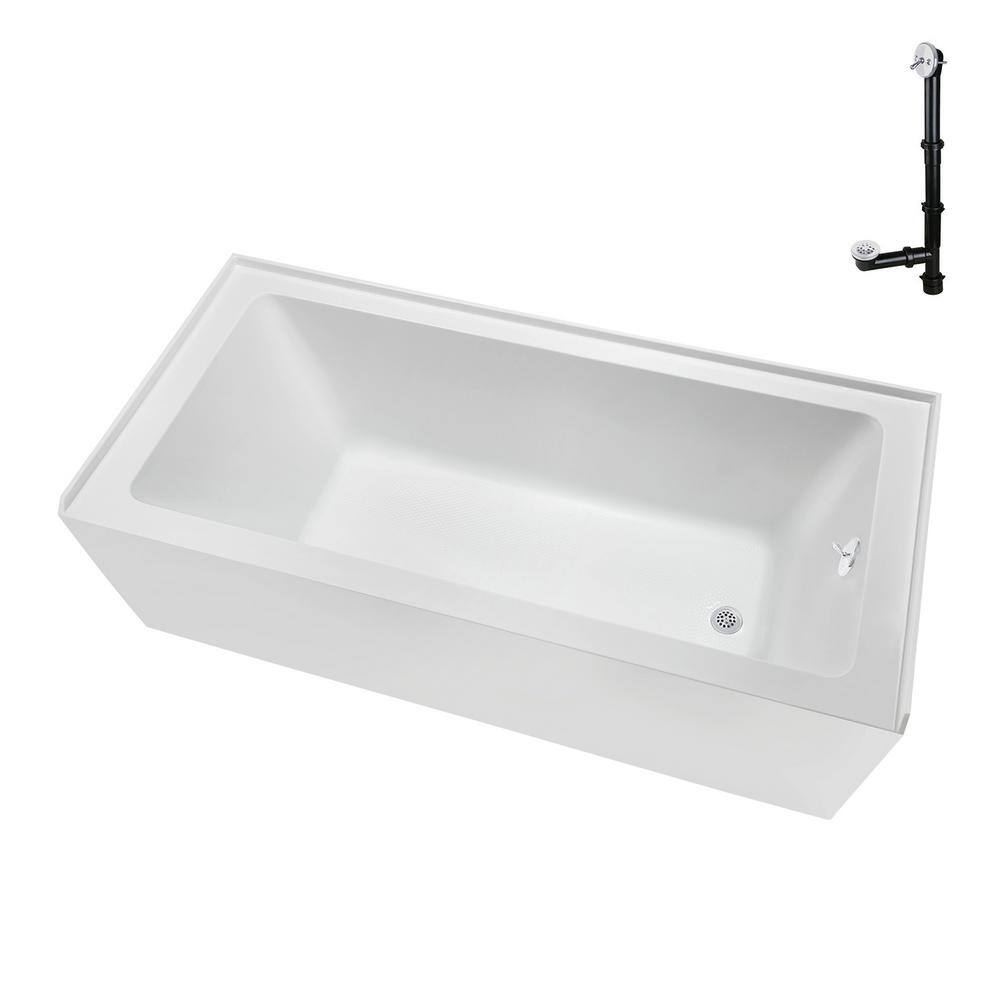 66-Inch Glossy White Acrylic Right-Hand Drain Alcove Bathtub